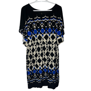 Lori M Collection Midi Dress Large Geometric Pattern Office Summer Travel